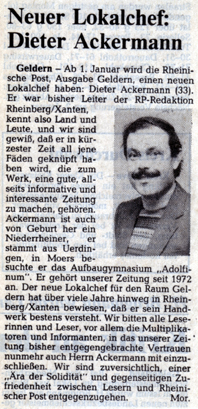 Faksimile des Zeitungsartikels Ackermann