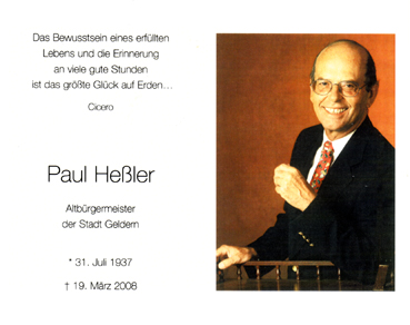 Foto zeigt Totenzettel für Paul Heßler